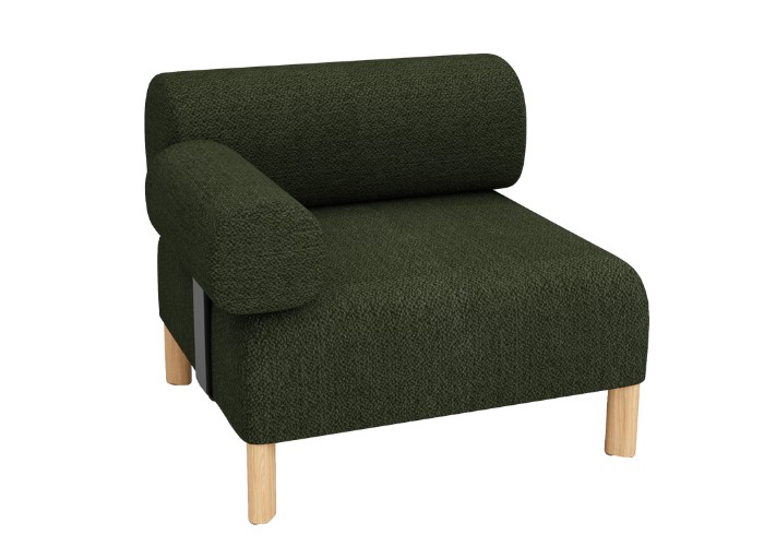Pebble Single Seat Lounge + 1 Armrest - Green